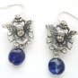 Silver Vintage French Cherub-in-Shield & Iolite Earrings