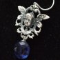 Silver Vintage French Cherub-in-Shield & Iolite Earrings