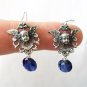 Silver Vintage French Cherub-in-Shield & Iolite Earrings