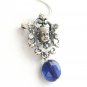 Silver Vintage French Cherub-in-Shield & Iolite Earrings