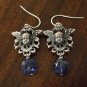 Silver Vintage French Cherub-in-Shield & Iolite Earrings