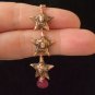 18k Rose Gold Vermeil Triple French Star with Ruby & Amber Necklace