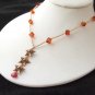 18k Rose Gold Vermeil Triple French Star with Ruby & Amber Necklace