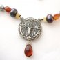 Sterling Silver Deer Stag Medallion with Pearl & Citrine Necklace