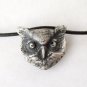 Sterling Silver Vintage Owl Bracelet on Leather Cord