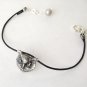 Sterling Silver Vintage Owl Bracelet on Leather Cord