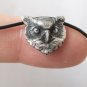Sterling Silver Vintage Owl Bracelet on Leather Cord