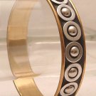 Bracelet Bangle Gold and Silver Tone Metal With Silver Tone Bumps