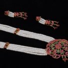 Single Row Pendant Set with Sapphire, Ruby, Real Stones