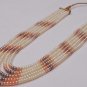 Pendant Set in Five Line String with Multi Color Pearls