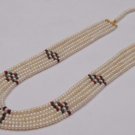 Five lines mala with ruby and emarald stone beeds