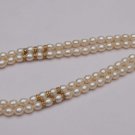 Oval Shaped Two Lines Mala With White Stones B/W Pearls