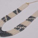 Five Line Mala with White and Black Pearls