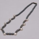 Hyderabad Oval Shape Pearls Mala of White, Black Pearls