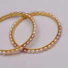 Pearls Bangles with Gold Plating & Multicolored Pearls