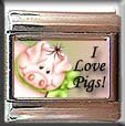 I LOVE PIGS ITALIAN PHOTO CHARM