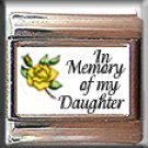 IN MEMORY OF DAUGHTER YELLOW ROSE BUD ITALIAN CHARM