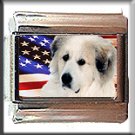 GREAT PYRENEES AND AM FLAG ITALIAN CHARM