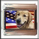 GOLDEN RETRIEVER AND AM FLAG ITALIAN CHARM