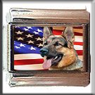 GERMAN SHEPHERD AND AM FLAG ITALIAN CHARM