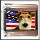 FOX WIRE HAIRED TERRIER AND AM FLAG ITALIAN CHARM