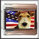 FOX WIRE HAIRED TERRIER AND AM FLAG ITALIAN CHARM