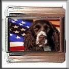 ENGLISH SPRINGER SPANIEL AND AM FLAG ITALIAN CHARM