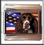 ENGLISH SPRINGER SPANIEL AND AM FLAG ITALIAN CHARM