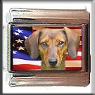DACHSHUND AND AM FLAG ITALIAN CHARM CHARMS