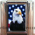 EAGLE AND AM FLAG ITALIAN CHARM