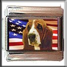 BASSET HOUND AND AM FLAG ITALIAN CHARM