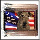 AIREDALE TERRIER AND AM FLAG ITALIAN CHARM