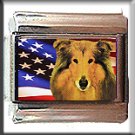 COLLIE AND AM FLAG ITALIAN CHARM