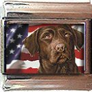 CHOCOLATE LABRADOR AND AM FLAG ITALIAN CHARM