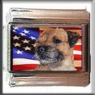 BORDER TERRIER AND AM FLAG ITALIAN CHARM