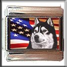 SIBERAN HUSKY AND AM FLAG ITALIAN CHARM