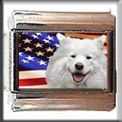 SAMOYED AND AM FLAG ITALIAN CHARM