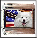 SAMOYED AND AM FLAG ITALIAN CHARM