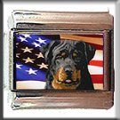 ROTTWEILER AND AM FLAG ITALIAN CHARM