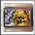 POMERANIAN AND AM FLAG ITALIAN CHARM