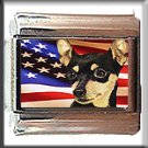 MINIATURE PINSCHER AND AM FLAG ITALIAN CHARM