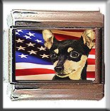 MINIATURE PINSCHER AND AM FLAG ITALIAN CHARM