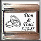 CUSTOM WEDDING NAMES DATE SILVER RINGS ITALIAN CHARM