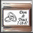 CUSTOM WEDDING NAMES DATE SILVER RINGS ITALIAN CHARM