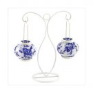 Wholesale Lot of 48 Blue & White Double Globe Candleholders