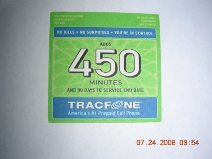 450 min Tracfone pin code with bonus codes