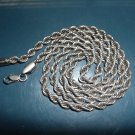 .925 Italian Solid Sterling Silver Mens Rope Chain