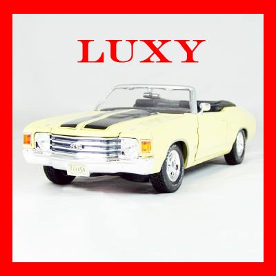 Maisto 1:18 Chevy Chevrolet Chevelle 1971 Convertible Ragtop Yellow Diecast Car Model Luxy