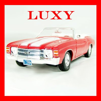Maisto 1:18 Chevy Chevrolet Chevelle 1971 Convertible SS454 Red Diecast Car Model Luxy