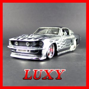 1.24 1967 FORD MUSTANG GT PRO RODZ 1:24 Hot Rod Diecast Car Model Luxy Collectibles Silver